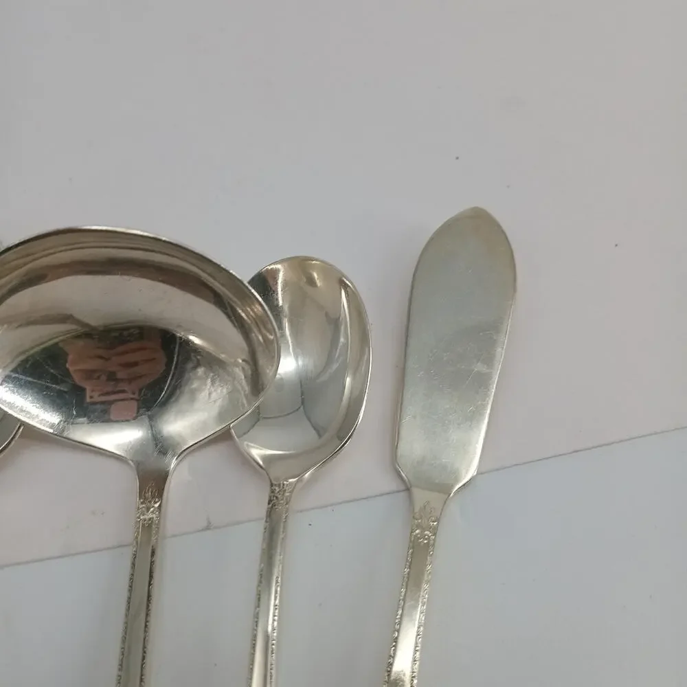 5X Serving Rogers Bros ADORATION International SilverPlate Spoons Ladle Spreader